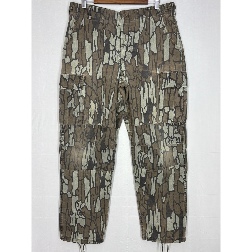 Winchester Mens Cargo Pants Green Trebark Camouflage Hunting Pockets 36 Vintage